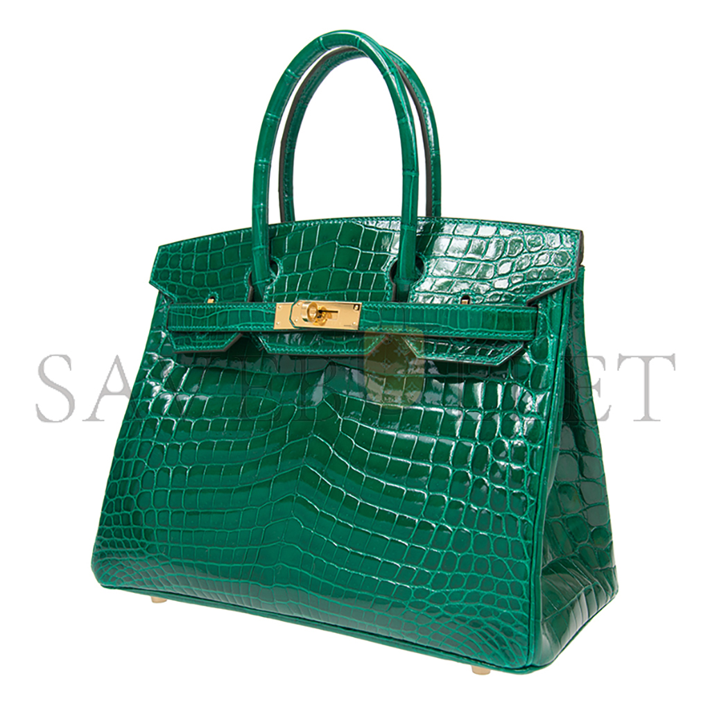 HERMÈS MASTER BIRKIN 30 CROCODILE LEATHER EMERALD GREEN GOLD BUCKLE H041367CK46 (30*22*16cm)